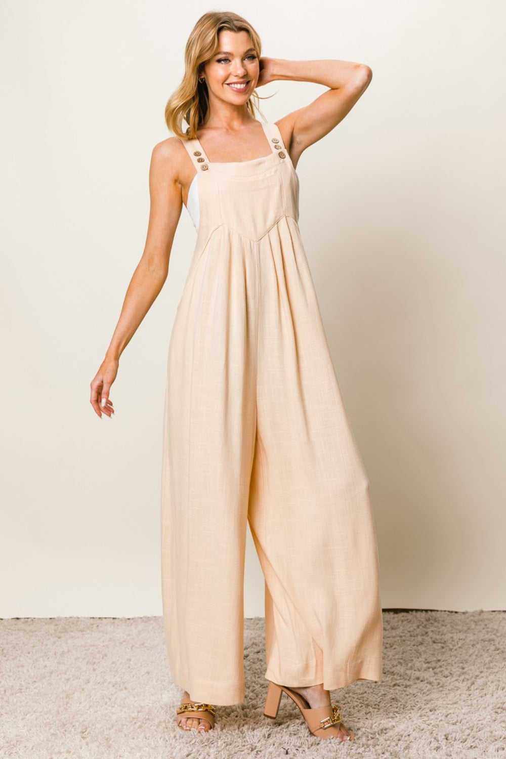 Texture Sleeveless Wide Leg Jumpsuit by BiBi - Wildly Max
