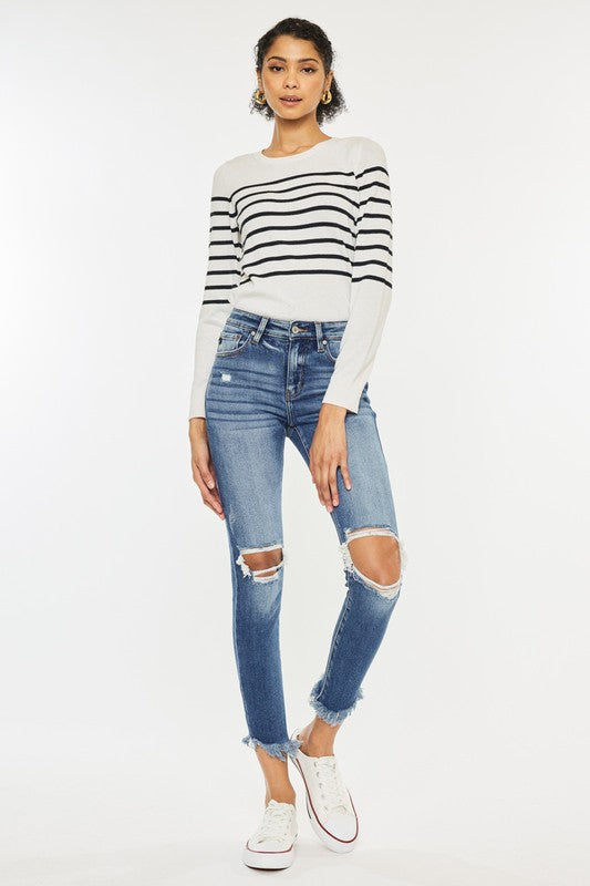 High Rise Ankle Skinny Jeans by Kan Can USA - Wildly Max