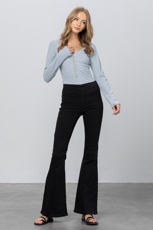 Mid Rise Banded Wide Flare Jeans - Wildly Max