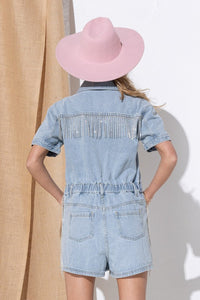 Washed Denim Overall Romper - Wildly Max