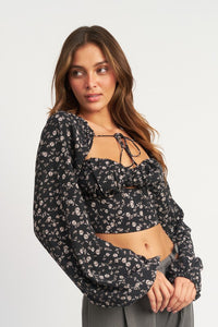 Tie Front Floral Blouse - Wildly Max