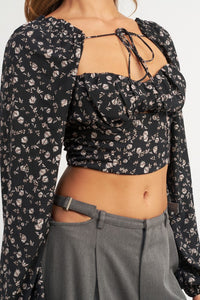 Tie Front Floral Blouse - Wildly Max