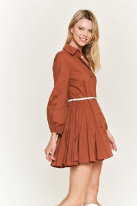 Solid Flare Button Down Shirt Dress - Wildly Max
