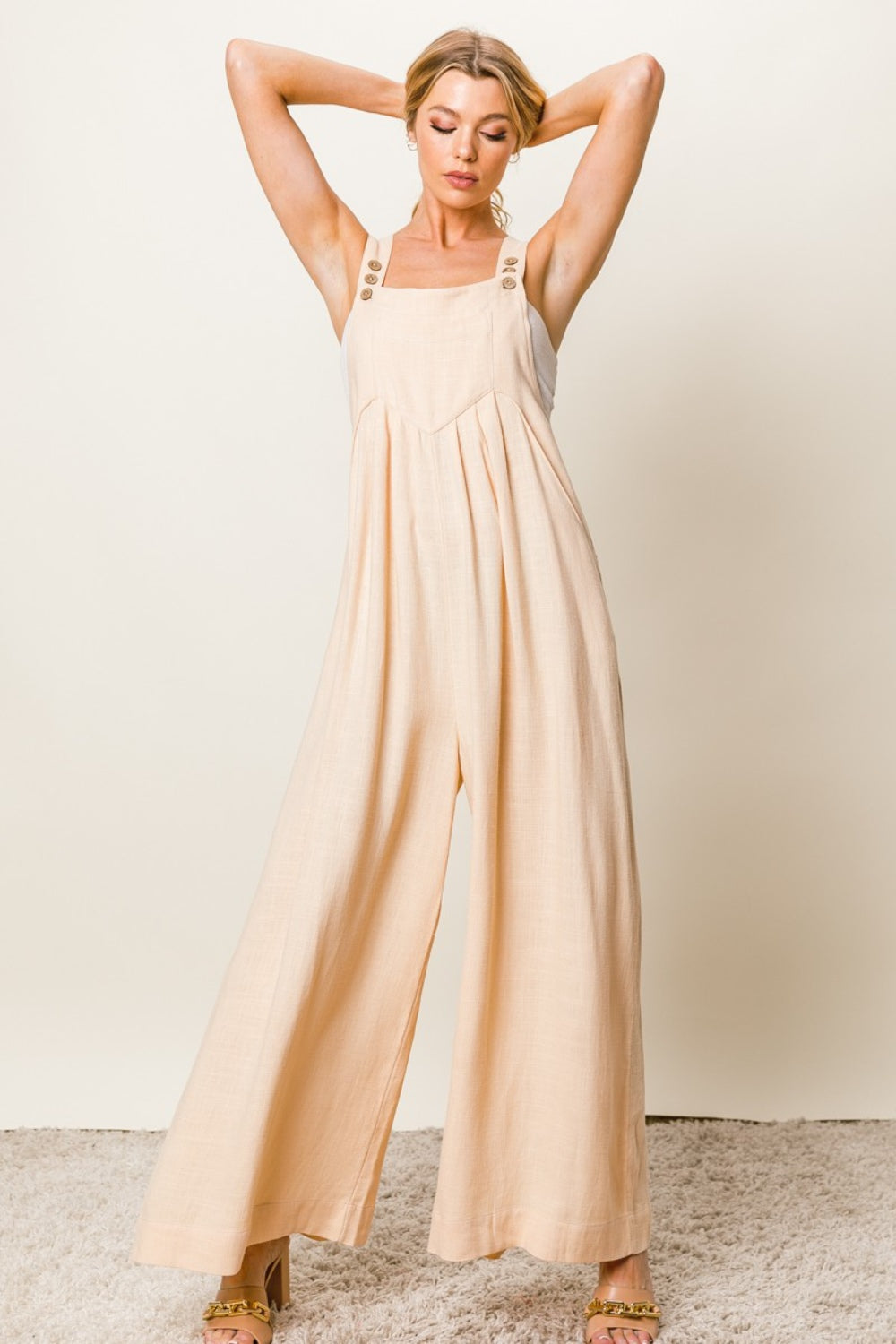 Texture Sleeveless Wide Leg Jumpsuit by BiBi - Wildly Max