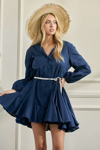 Solid Flare Button Down Shirt Dress - Wildly Max