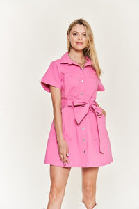 Belted Cotton Short Dress - Wildly Max