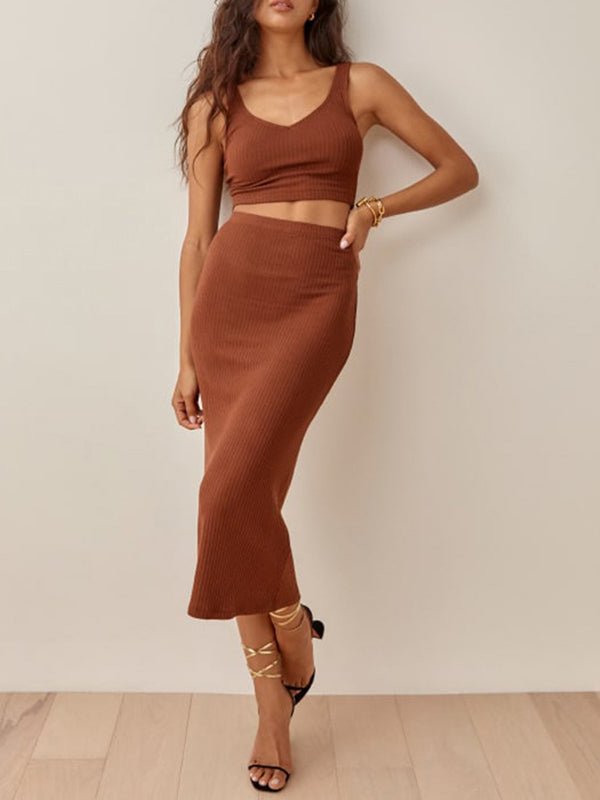 Lo Wide Strap Top and High Waist Skirt Set Wildly Max