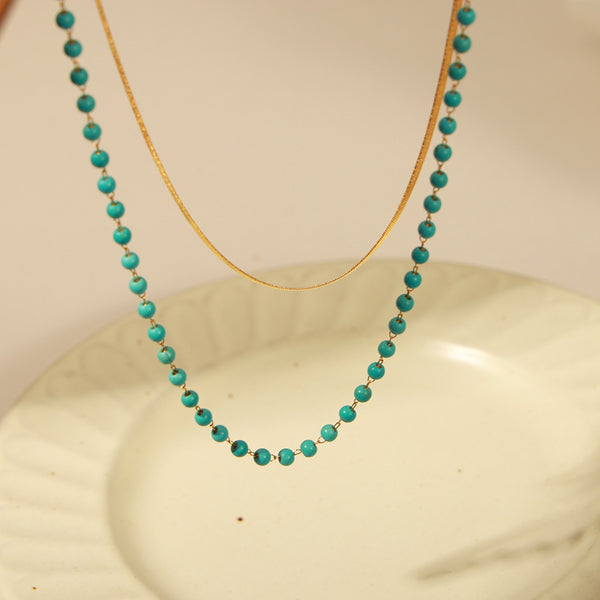 Tahiti Turquoise Double-Layered Necklace - Wildly Max