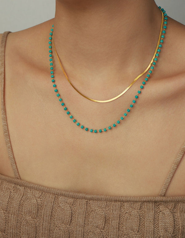 Tahiti Turquoise Double-Layered Necklace - Wildly Max