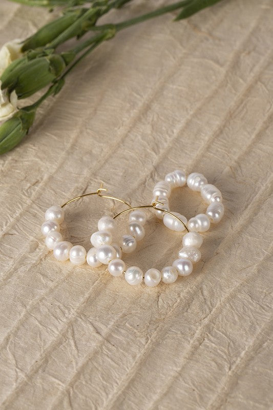 Natural Pearl Hoop Ring and Earring Set - Wildly Max