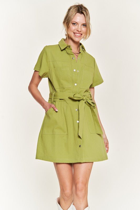 Belted Cotton Short Dress - Wildly Max