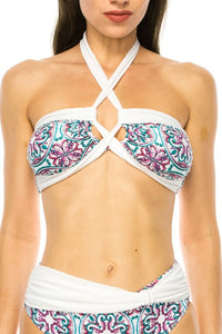 Two-piece Floral Print Criss Cross Halter Bikini - Wildly Max