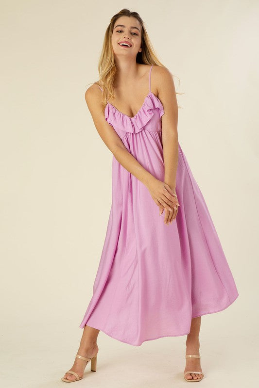 Pinky Maxi Dress with Ruffles