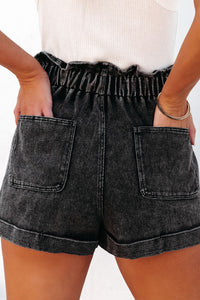 Demi Paperbag Waist Denim Shorts with Pockets - Wildly Max