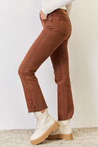 Espresso High Rise Tummy Control Straight Jeans by Risen - Wildly Max