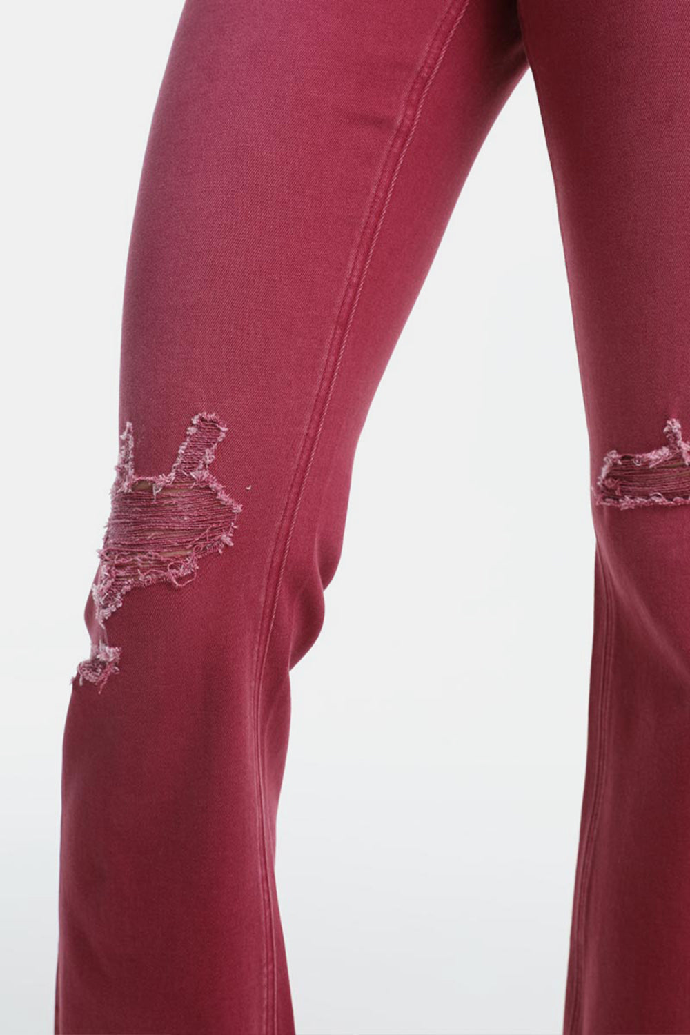 High Waist Distressed Raw Hem Flare Jeans by Bayeas - Wildly Max