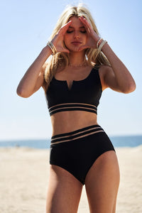 Sporty Solid Sleeveless Two-Piece Swimsuit Bikini - Wildly Max